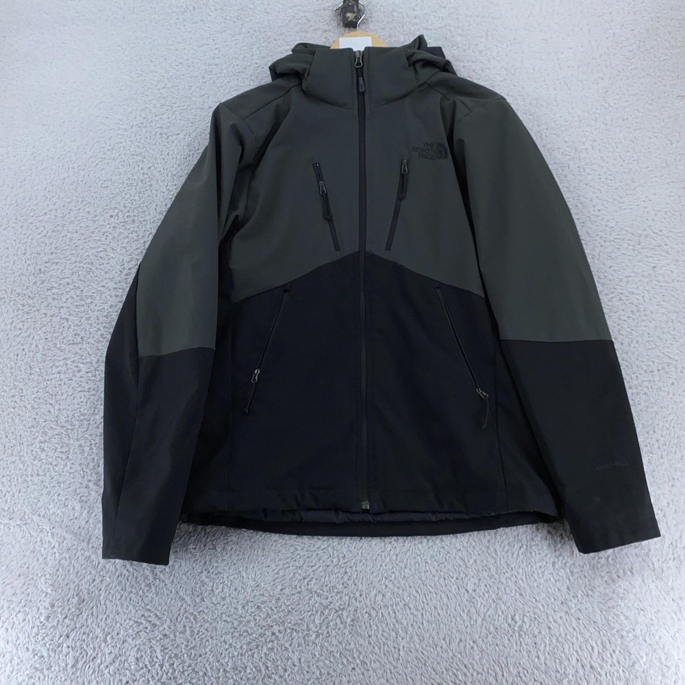 North Face Windwall Jacket Mens Small Black Gray Hooded Softshell Winter‎ Coat